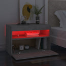 sengebord med LED-lys 2 stk. 60x35x40 cm betongrå