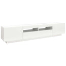 tv-skab med LED-lys 200x35x40 cm hvid