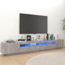 tv-skab med LED-lys 260x35x40 cm betongrå