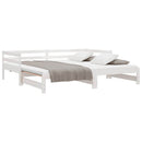 daybed med udtræk 90x200 cm massivt fyrretræ hvid
