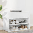 skobænk 60x30x45 cm konstrueret træ hvid højglans