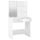 makeupbord med LED-lys 74,5x40x141 cm hvid