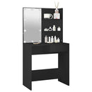 makeupbord med LED-lys 74,5x40x141 cm sort