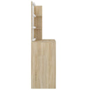 makeupbord med LED-lys 74,5x40x141 cm konstrueret træ sonoma-eg