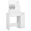 makeupbord med LED-lys 86,5x35x136 cm hvid