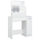 makeupbord med LED-lys 86,5x35x136 cm hvid
