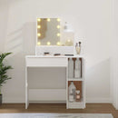 makeupbord med LED-lys 86,5x35x136 cm hvid