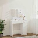 makeupbord med LED-lys 86,5x35x136 cm hvid