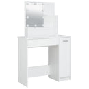 makeupbord med LED-lys 86,5x35x136 cm hvid