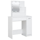 makeupbord med LED-lys 86,5x35x136 cm hvid