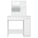 makeupbord med LED-lys 86,5x35x136 cm hvid