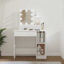 makeupbord med LED-lys 86,5x35x136 cm hvid