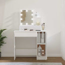 makeupbord med LED-lys 86,5x35x136 cm hvid