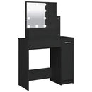 makeupbord med LED-lys 86,5x35x136 cm sort