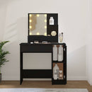makeupbord med LED-lys 86,5x35x136 cm sort