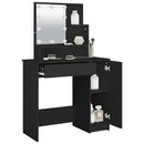 makeupbord med LED-lys 86,5x35x136 cm sort