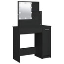 makeupbord med LED-lys 86,5x35x136 cm sort