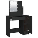 makeupbord med LED-lys 86,5x35x136 cm sort