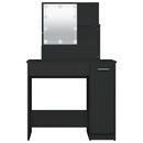 makeupbord med LED-lys 86,5x35x136 cm sort