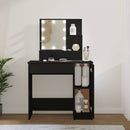makeupbord med LED-lys 86,5x35x136 cm sort