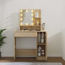 makeupbord med LED-lys 86,5x35x136 cm sonoma-eg