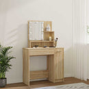 makeupbord med LED-lys 86,5x35x136 cm sonoma-eg
