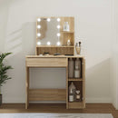 makeupbord med LED-lys 86,5x35x136 cm sonoma-eg