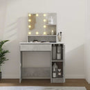 makeupbord med LED-lys 86,5x35x136 cm betongrå