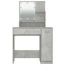 makeupbord med LED-lys 86,5x35x136 cm betongrå