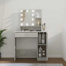 makeupbord med LED-lys 86,5x35x136 cm betongrå