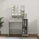 makeupbord med LED-lys 86,5x35x136 cm betongrå