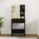 makeupbord med LED-lys 60x40x140 cm sort
