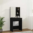 makeupbord med LED-lys 60x40x140 cm sort