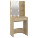 makeupbord med LED-lys 60x40x140 cm sonoma-eg