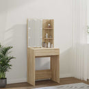 makeupbord med LED-lys 60x40x140 cm sonoma-eg