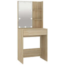 makeupbord med LED-lys 60x40x140 cm sonoma-eg