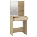 makeupbord med LED-lys 60x40x140 cm sonoma-eg