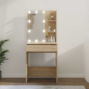 makeupbord med LED-lys 60x40x140 cm sonoma-eg
