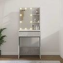 makeupbord med LED-lys 60x40x140 cm betongrå
