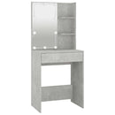 makeupbord med LED-lys 60x40x140 cm betongrå