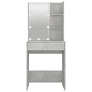 makeupbord med LED-lys 60x40x140 cm betongrå