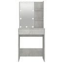 makeupbord med LED-lys 60x40x140 cm betongrå