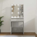 makeupbord med LED-lys 60x40x140 cm betongrå