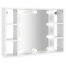 spejlskab med LED-lys 76x15x55 cm hvid højglans
