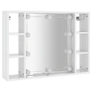 spejlskab med LED-lys 76x15x55 cm hvid højglans