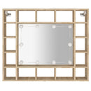 spejlskab med LED-lys 91x15x76,5 cm sonoma-eg
