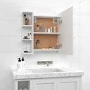 spejlskab med LED-lys 70x16,5x60 cm hvid