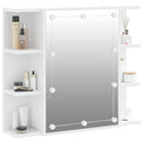 spejlskab med LED-lys 70x16,5x60 cm hvid