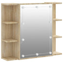 spejlskab med LED-lys 70x16,5x60 cm sonoma-eg