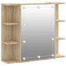 spejlskab med LED-lys 70x16,5x60 cm sonoma-eg